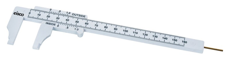 CALIBRADOR VERNIER DE PLÁSTICO CON ESCALA DUAL 12CM / 5" CON SUBDIVISION 0.1MM / 1/16" EISCO