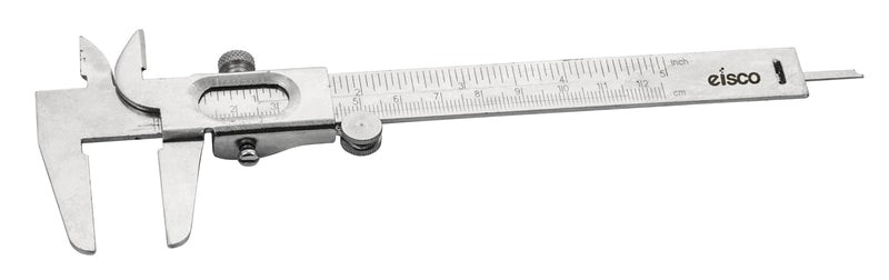 CALIBRADOR VERNIER DE ACERO CON ESCALA DUAL 12CM / 5" CON SUBDIVISION 0.1MM / 1/16" EISCO