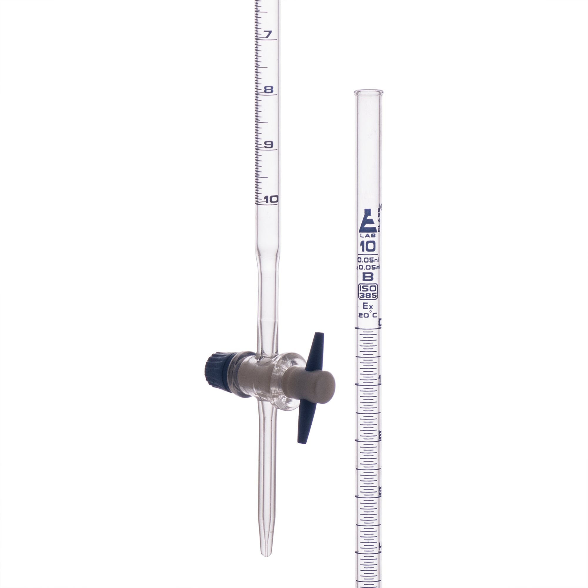 BURETA DE 10ML CON LLAVE DE PTFE CLASE B, GRADUACIÓN AZUL EISCO
