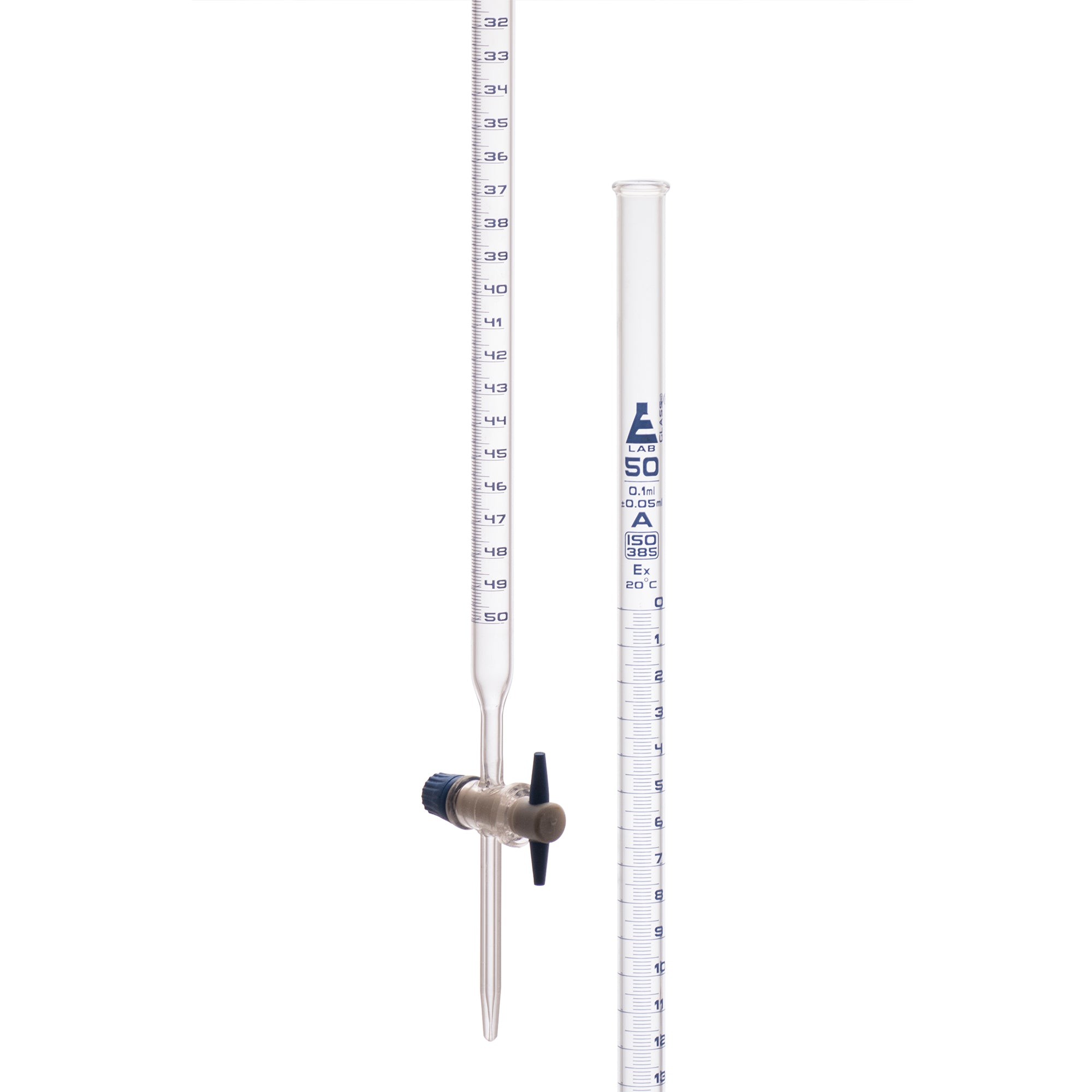 BURETA DE 50ML CON LLAVE DE PTFE CLASE A, GRADUACIÓN AZUL EISCO
