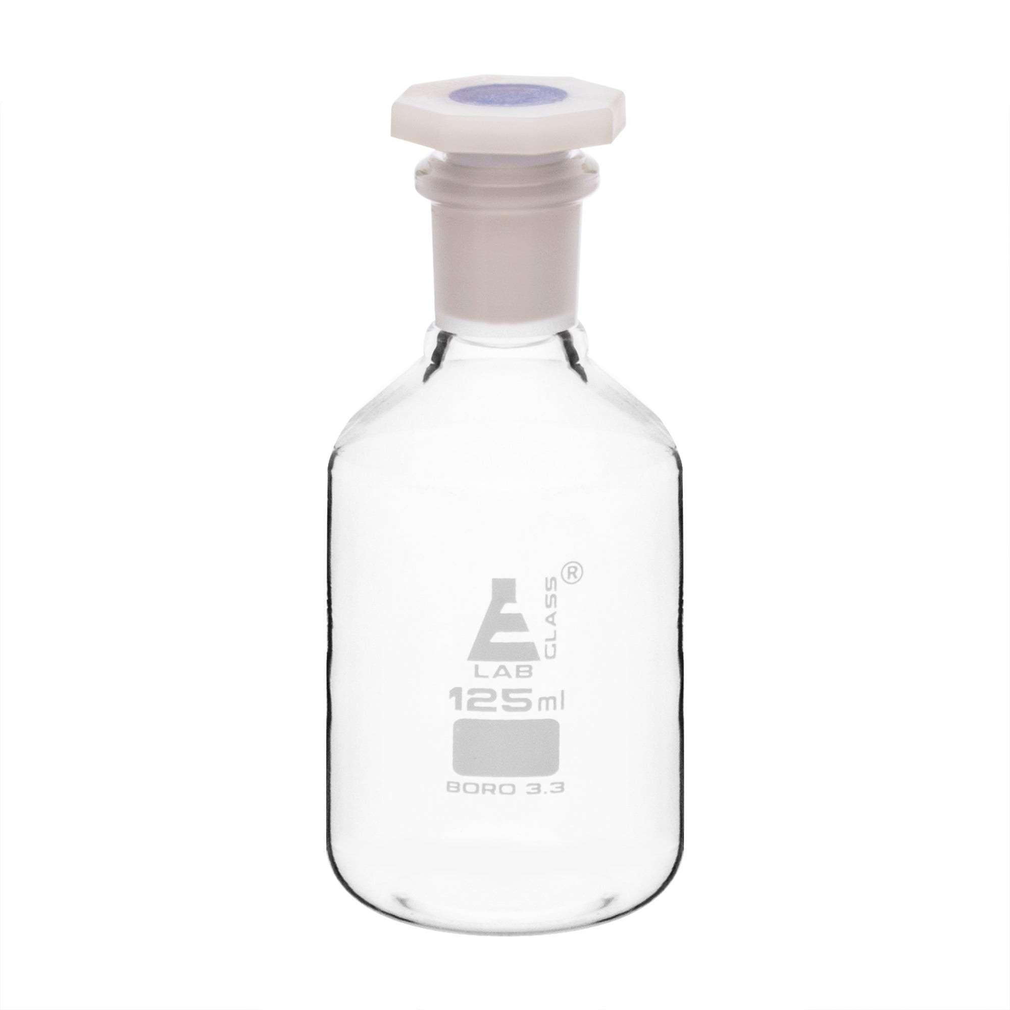 FRASCO PARA REACTIVOS 125ML DE VIDRIO TRANSPARENTE, TAPA DE POLIPROPILENO, BOCA ANGOSTA EISCO